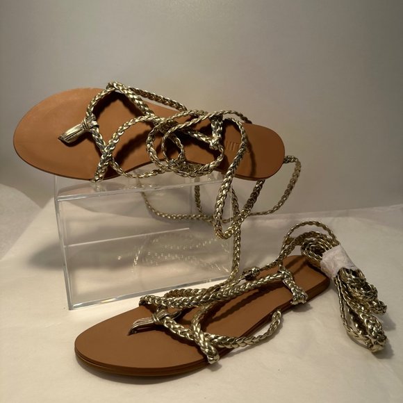 BRAND NEW Colin Stuart Braided Wrap-Up Gladiator Sandals. - Picture 3 of 5